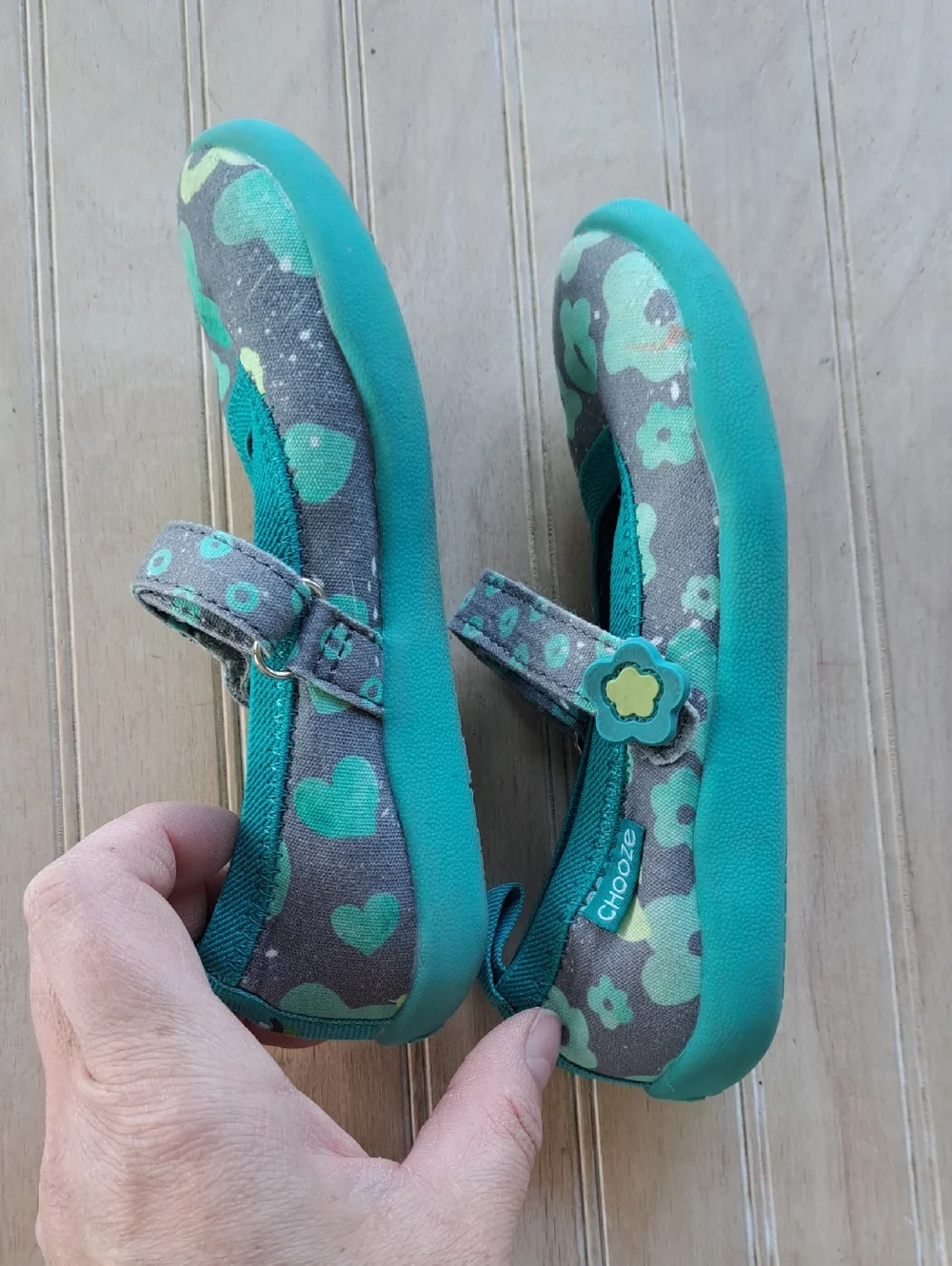 Chooze Jump Blossom Mary Jane Flats Toddler Girl Print Teal Floral Comfort Shoes